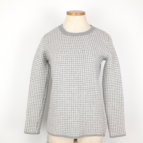 Theory Merino Wool Crewnewck Sweater in Grey/White Combo Size Small - Picture 3 of 9